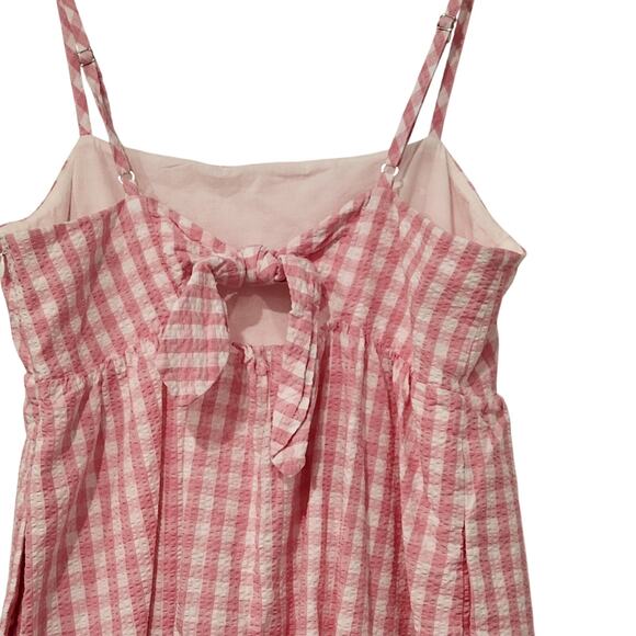 J. Crew gingham print cotton pink maxi dress size 14 - Picture 4 of 9